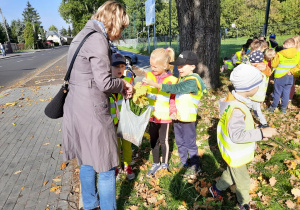 Dzieci zbierają kolorowe liście