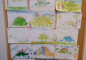 Galeria prac - dinozaury rysowane samodzielnie przez dzieci
